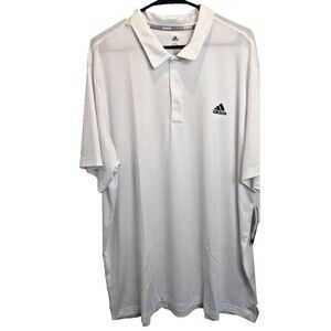 Adidas Golf Polo T Shirt Men's Size XXL 2XL White Black logo Short Sleeve UPF 50